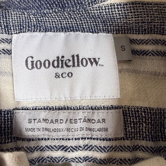 Goodfellow & Co Mens Linen Blend Striped Short Sleeve Button Down Shirt Small - Picture 2 of 9